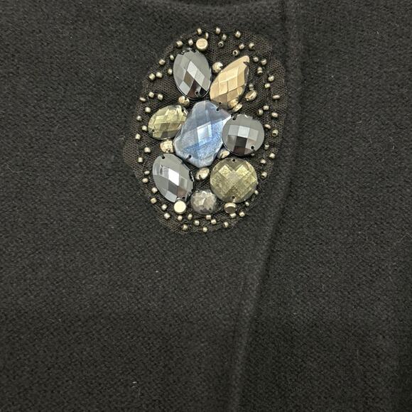 JM Collection Boiled Wool Sweater Jacket Black Broach Quiet Luxury L NWT - Picture 7 of 13